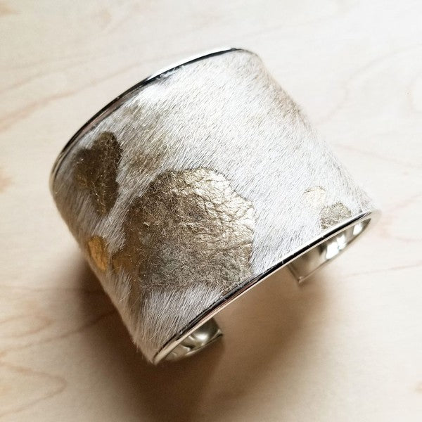 Hair Gold and Cream Metallic Cuff Bangle Bracelet  (Online Only)