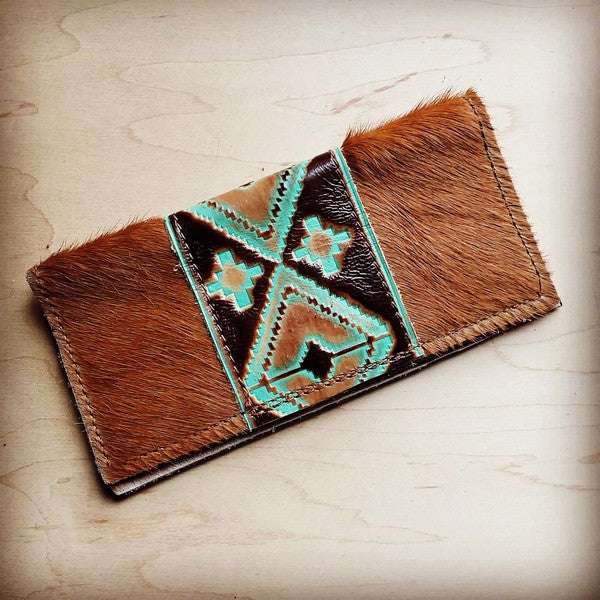 Hair-on-hide Wallet w/ Turquoise Navajo Accent  (Online Only)