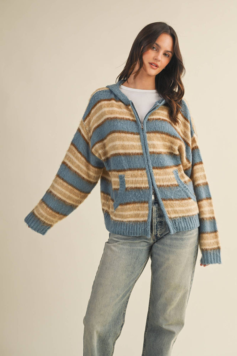 SWEATER HOOD ZIP UP JACKET