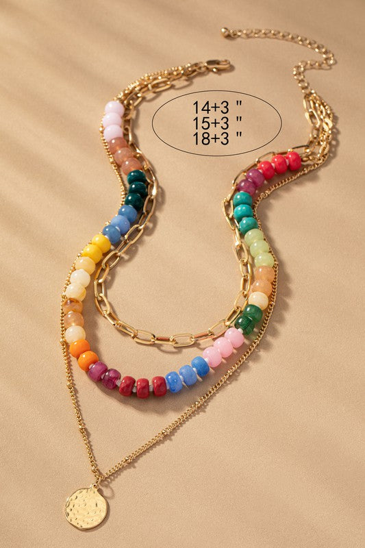 3 Row Chunky Bead and Chain Necklace (Online Only)