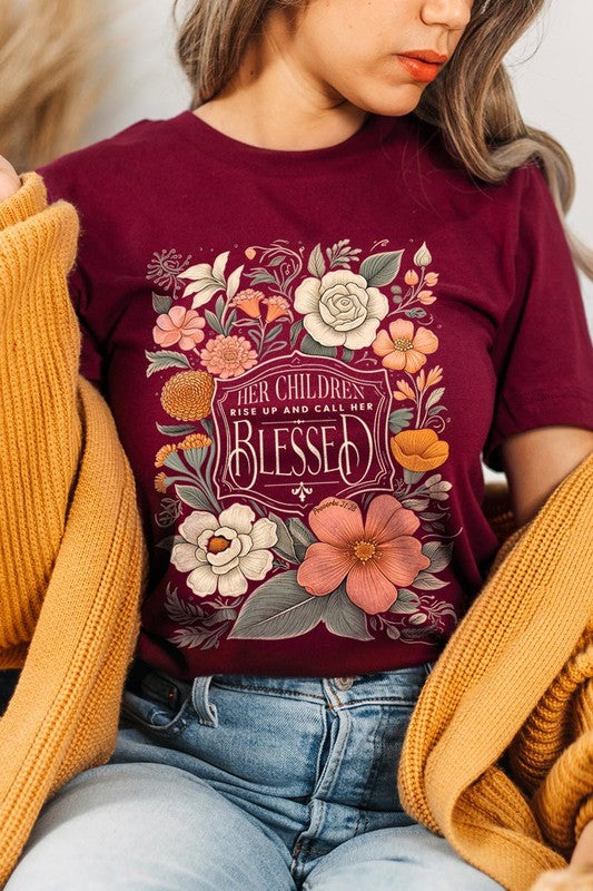 Blessed Floral Graphic T Shirts (Online Only/Made & Ships from USA)
