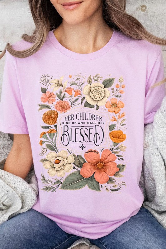 Blessed Floral Graphic T Shirts (Online Only/Made & Ships from USA)