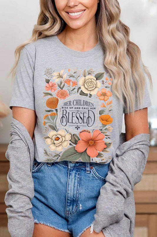 Blessed Floral Graphic T Shirts (Online Only/Made & Ships from USA)