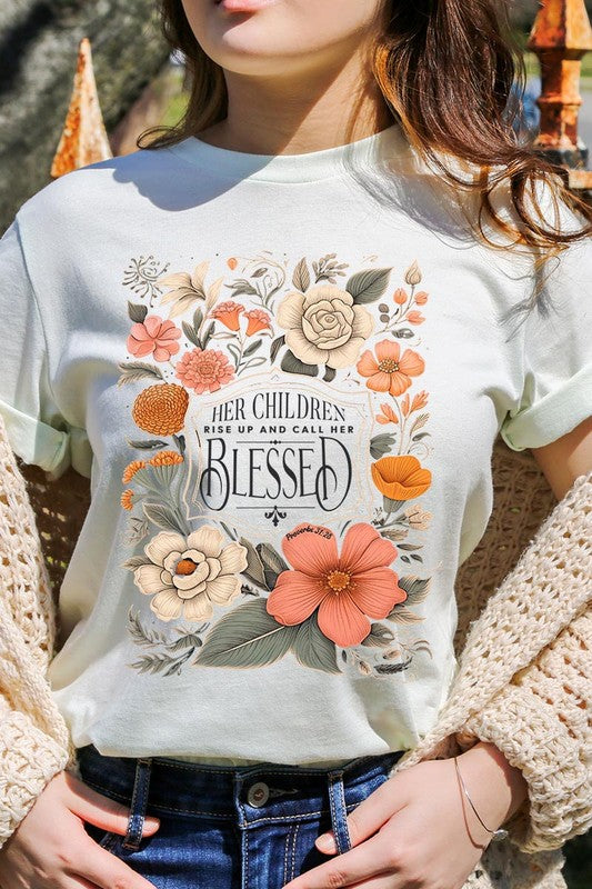 Blessed Floral Graphic T Shirts (Online Only/Made & Ships from USA)