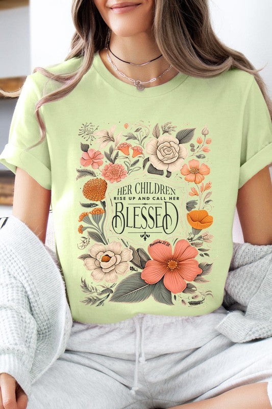 Blessed Floral Graphic T Shirts (Online Only/Made & Ships from USA)