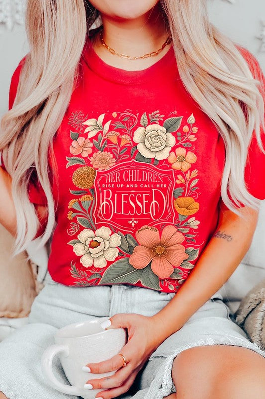 Blessed Floral Graphic T Shirts (Online Only/Made & Ships from USA)