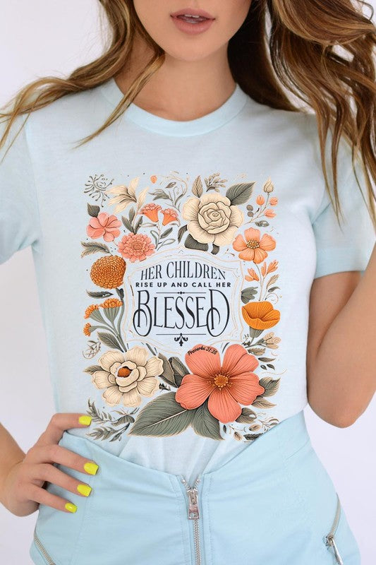 Blessed Floral Graphic T Shirts (Online Only/Made & Ships from USA)