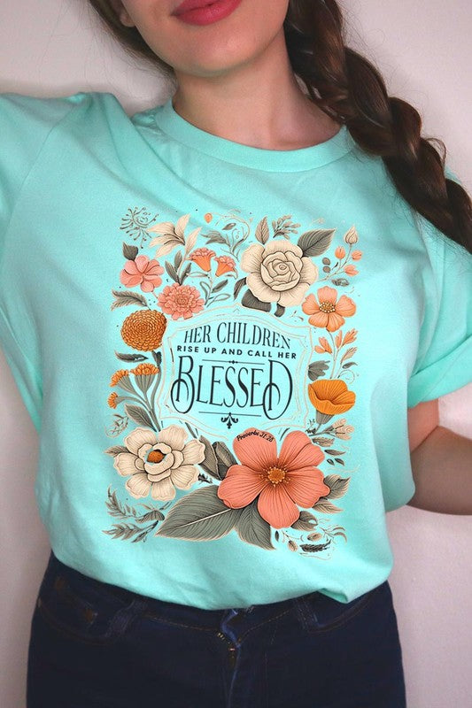 Blessed Floral Graphic T Shirts (Online Only/Made & Ships from USA)
