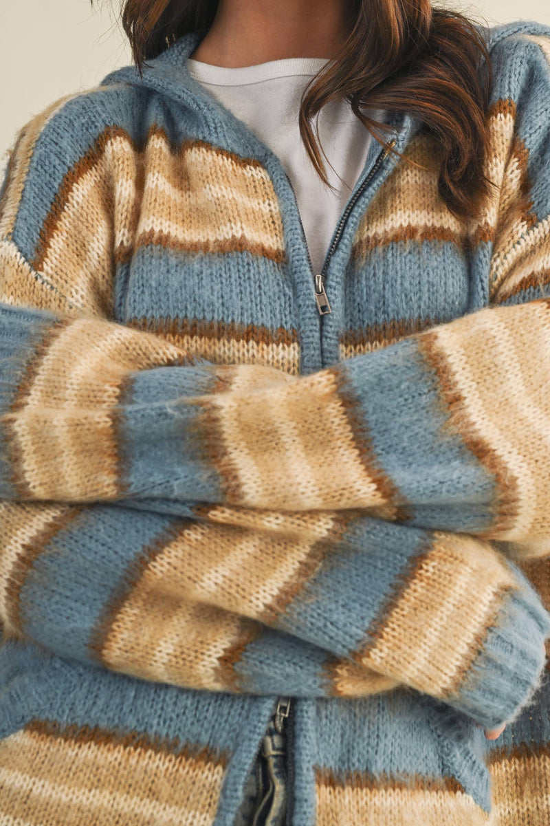 SWEATER HOOD ZIP UP JACKET