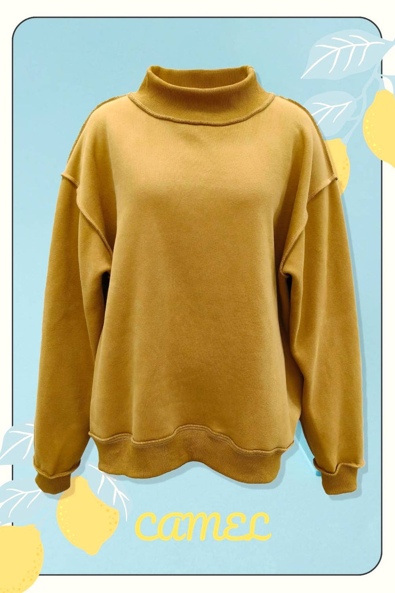 Solid Reversible Mock Neck Sweatshirt Top