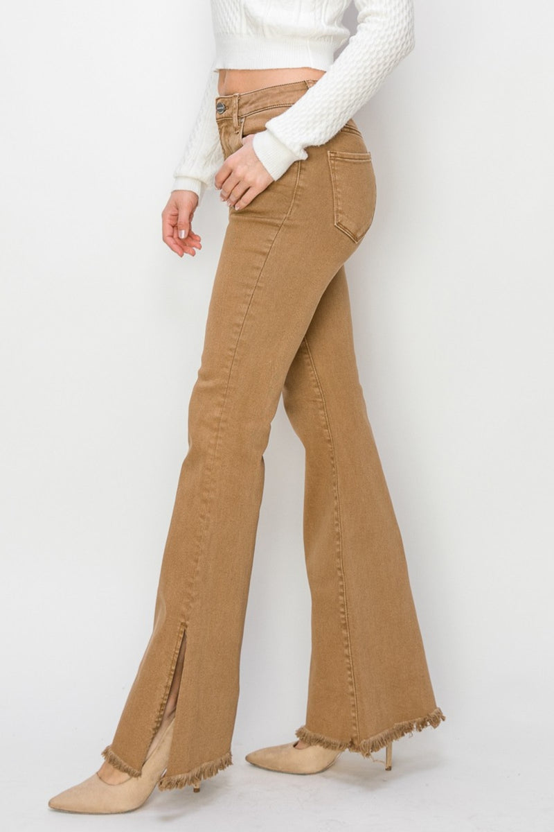 RISEN Bailey High Waist Side Slit Flare Jeans (Online Only/ Ships from USA)