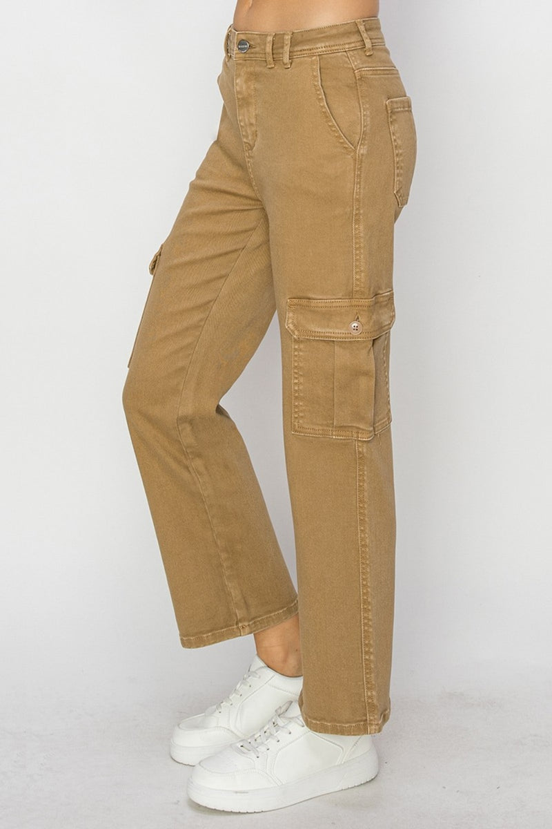 Risen Full Size High Rise Cargo Jeans (Online Only/ Ships from USA)