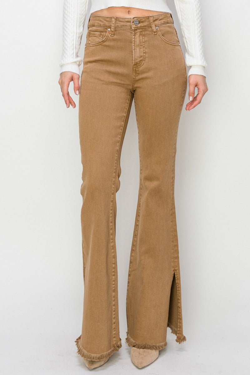 RISEN Bailey High Waist Side Slit Flare Jeans (Online Only/ Ships from USA)