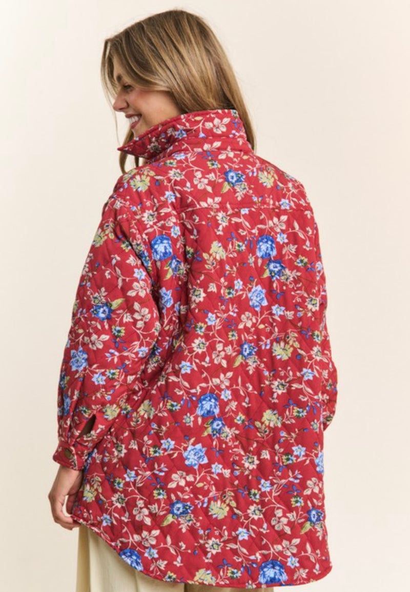 Floral Quilted Button Down Jacket