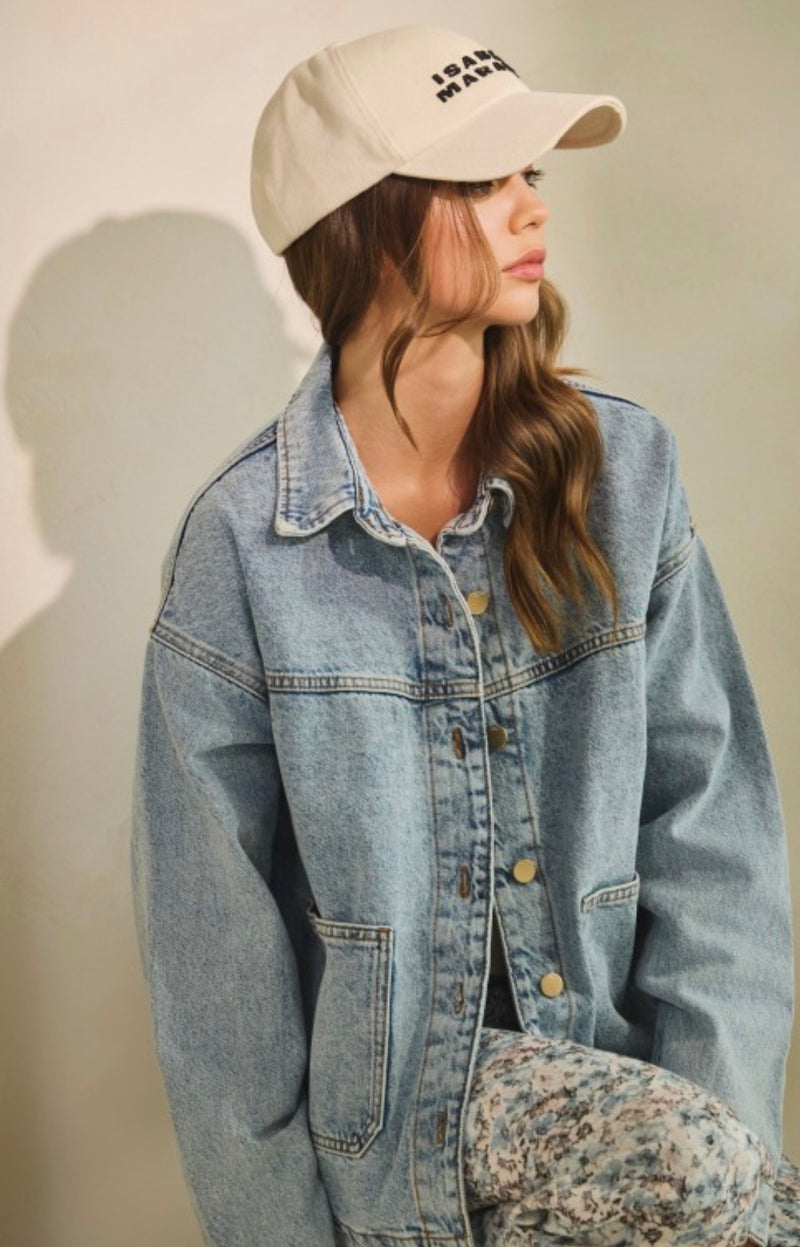 Vintage Denim Jacket W/ Square Pocket
