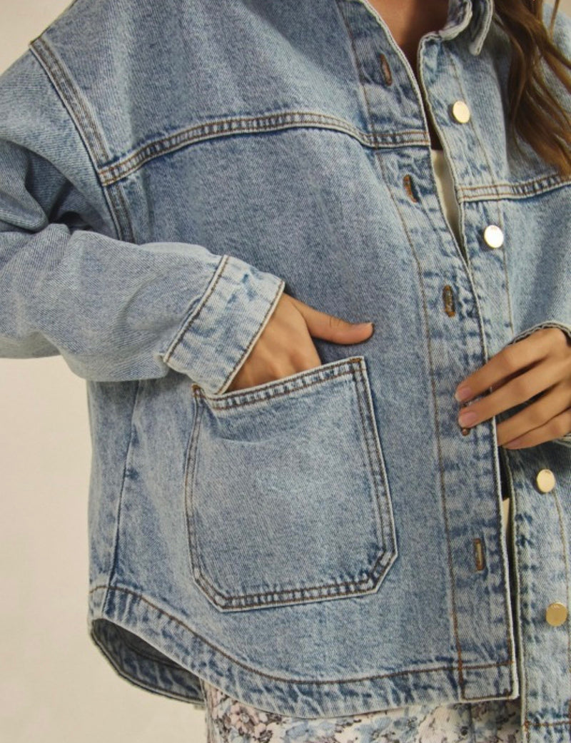 Vintage Denim Jacket W/ Square Pocket