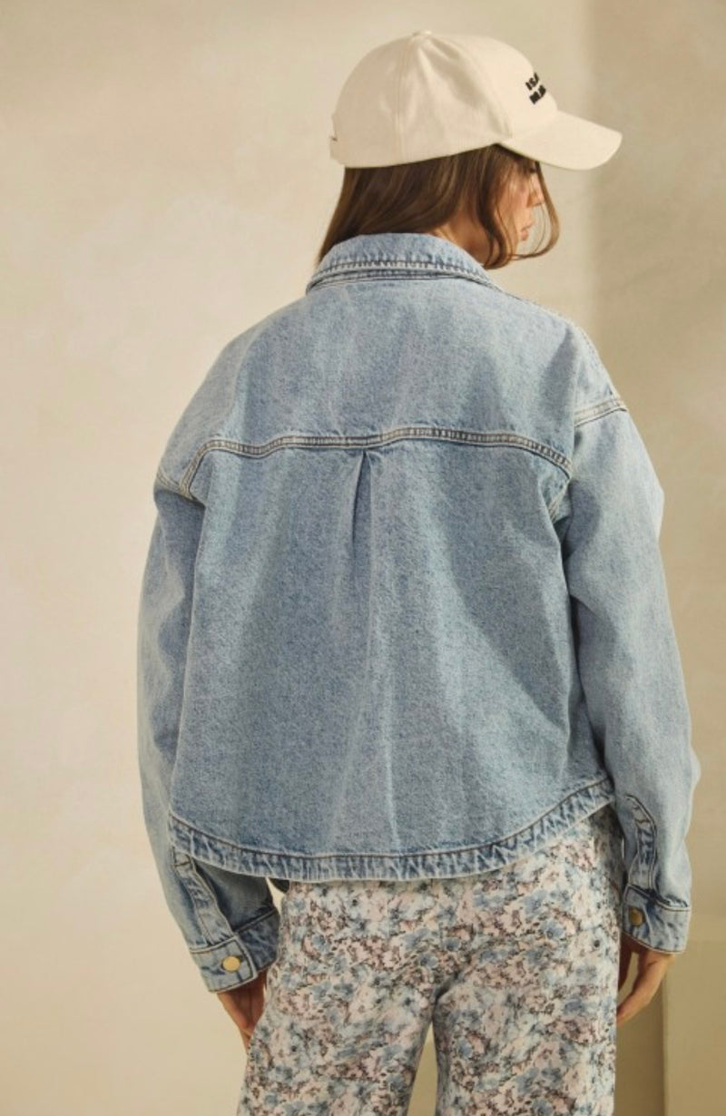 Vintage Denim Jacket W/ Square Pocket