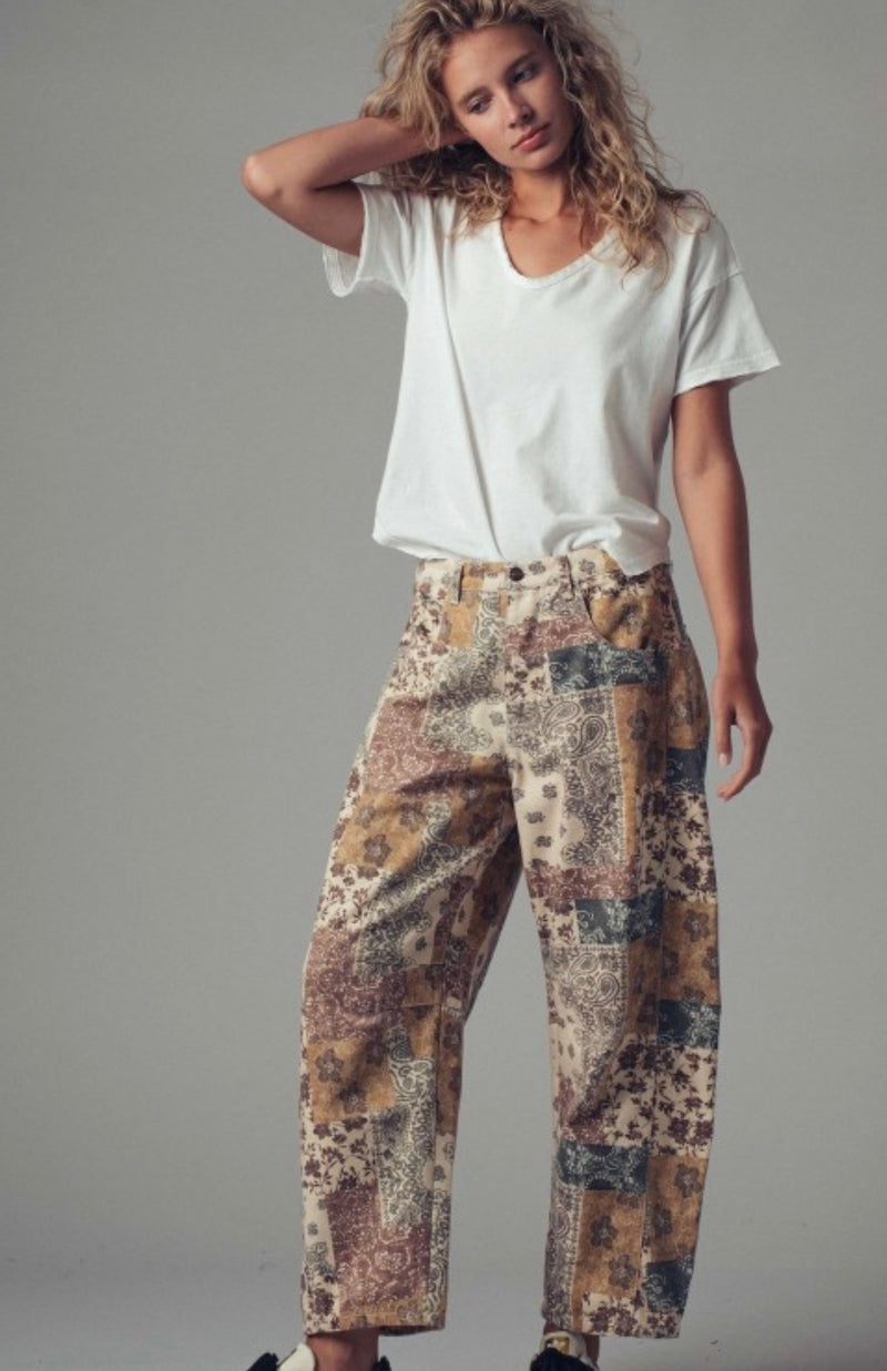 Patchwork Boho Western Denim Pant