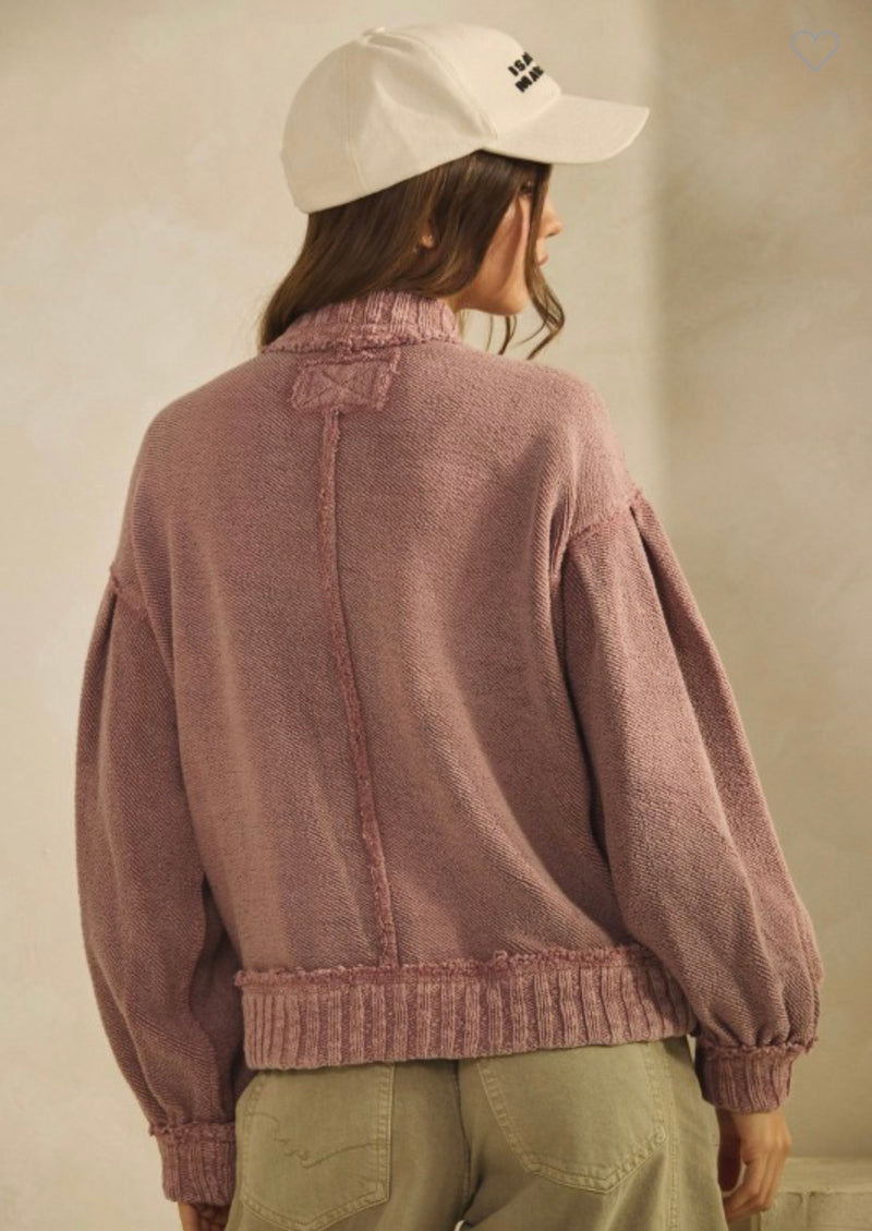 Washed Vintage Rib Knit Cardigan Jacket