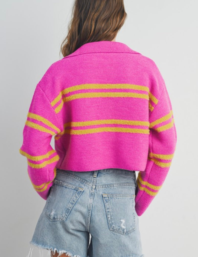 Buttermelon Stripe Collar Sweater