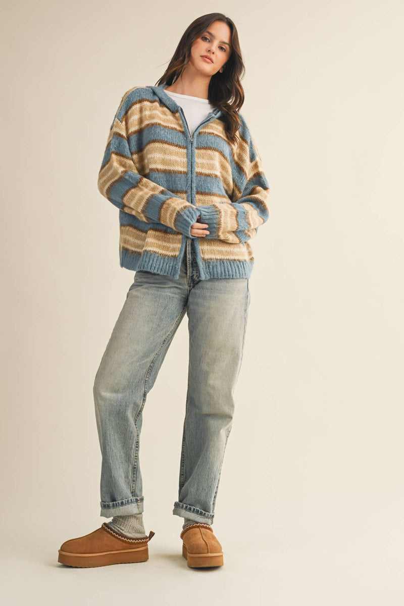 SWEATER HOOD ZIP UP JACKET