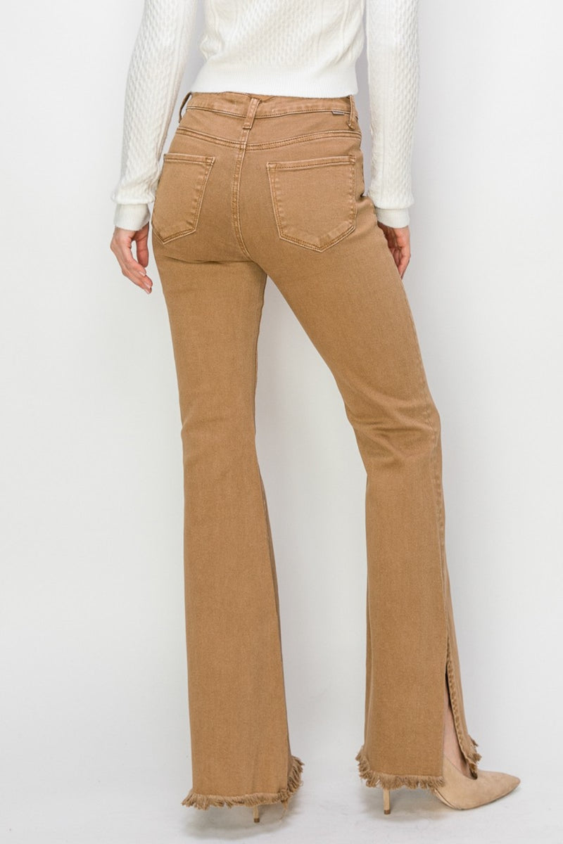 RISEN Bailey High Waist Side Slit Flare Jeans (Online Only/ Ships from USA)