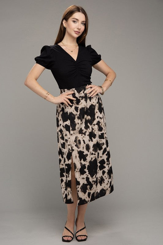 Floral Print Slit Skirt (Online Only)