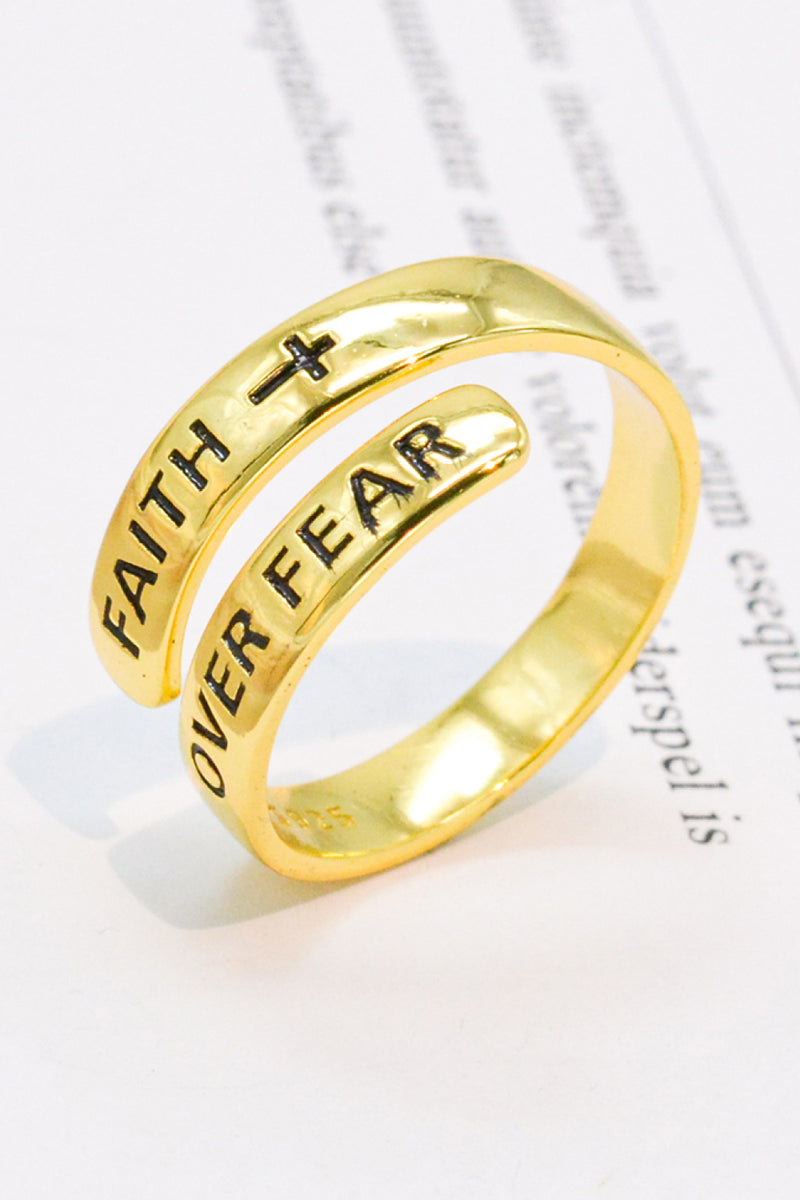 925 Sterling Silver FAITH OVER FEAR Bypass Ring  (Online Only)