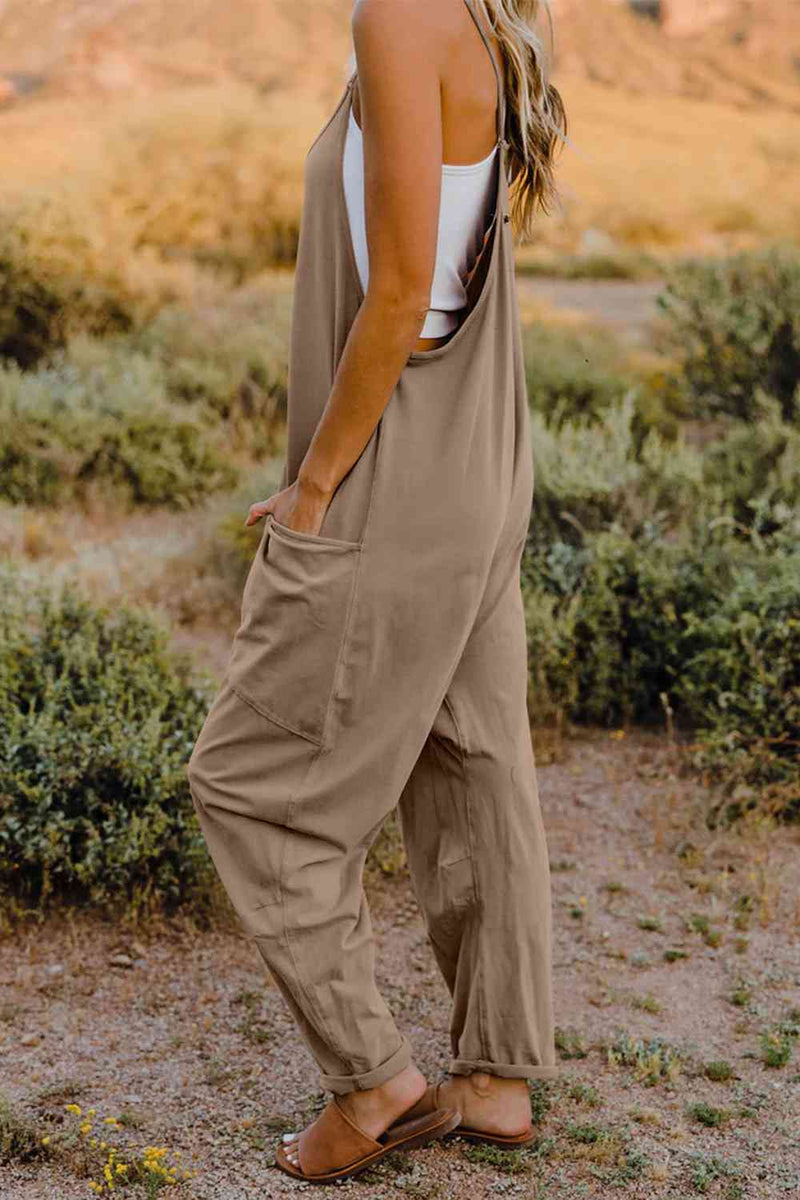 V-Neck Sleeveless Jumpsuit with Pockets (Online Only)