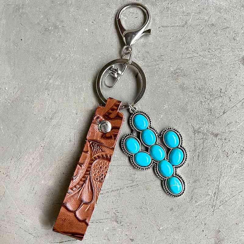 Turquoise Genuine Leather Key Chain Online Only)