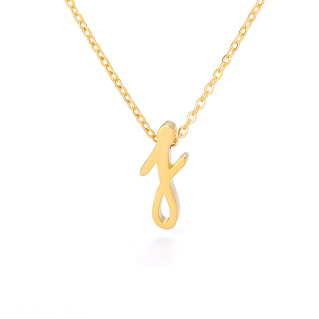 Stainless Steel Old English Letter Tiny Initial Letter Necklace