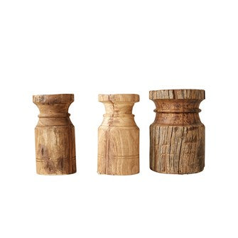 Found Wood Carved Candle Holder