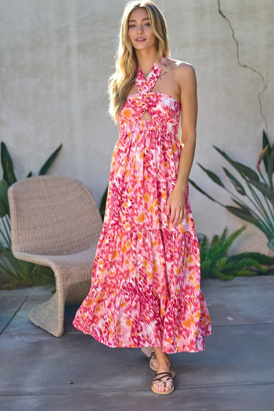 Printed Smocked Ruffle Maxi Dress  (Online Only/Ships from USA)