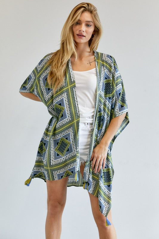 Printed Short Sleeve loose Kimono  (Online Only/Ships from USA)