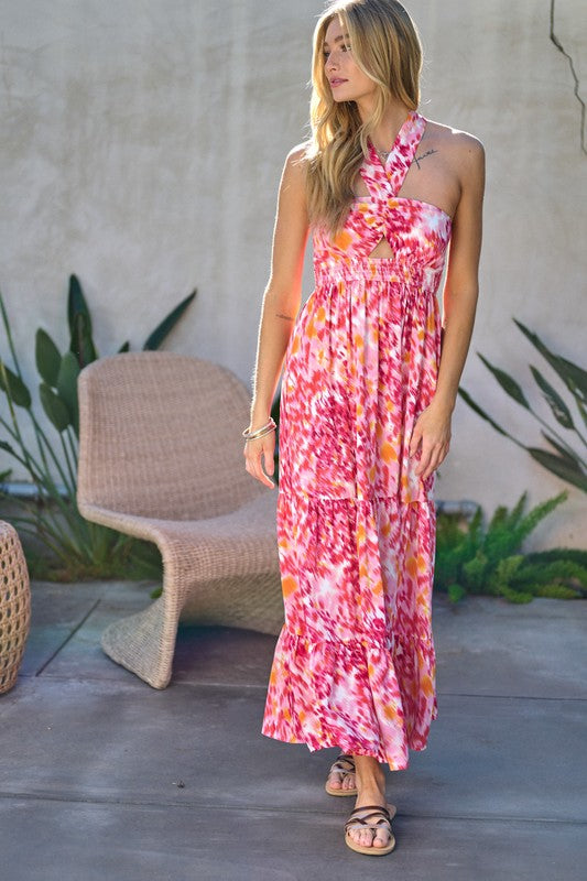 Printed Smocked Ruffle Maxi Dress  (Online Only/Ships from USA)