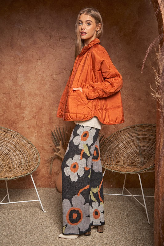 Flower Printed Casual Cozy Full Long Wide Pants  (Online Only/Ships from USA)