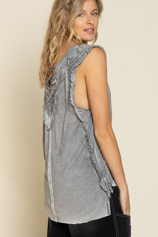 Criss-cross Lace-up Open Back Tank Top