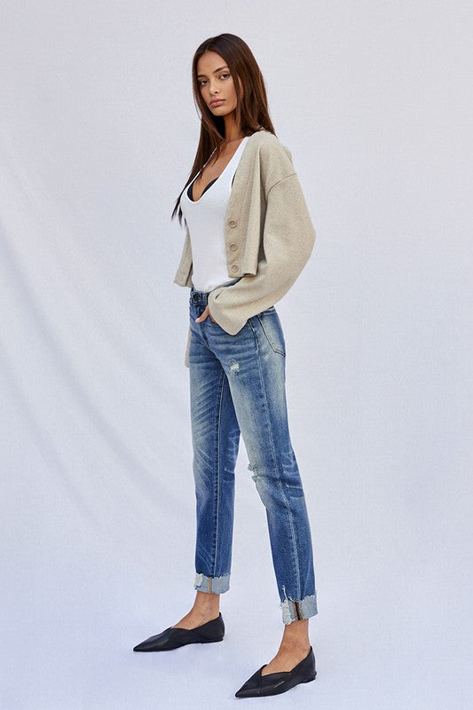 Raw Hem Boyfriend Jeans (Online Only/Ships from USA)