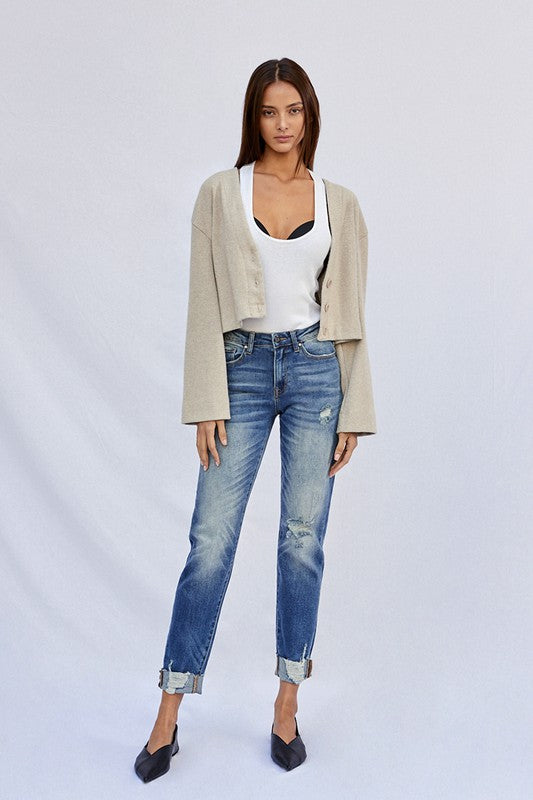 Raw Hem Boyfriend Jeans (Online Only/Ships from USA)