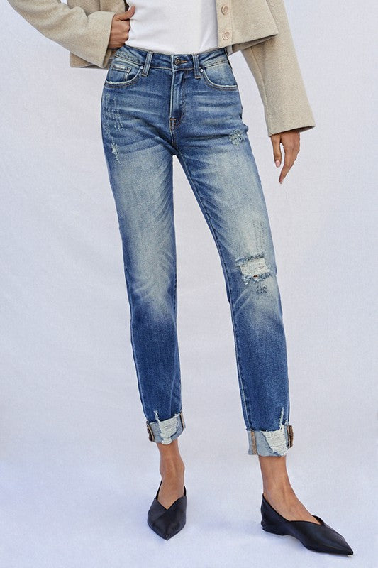 Raw Hem Boyfriend Jeans (Online Only/Ships from USA)