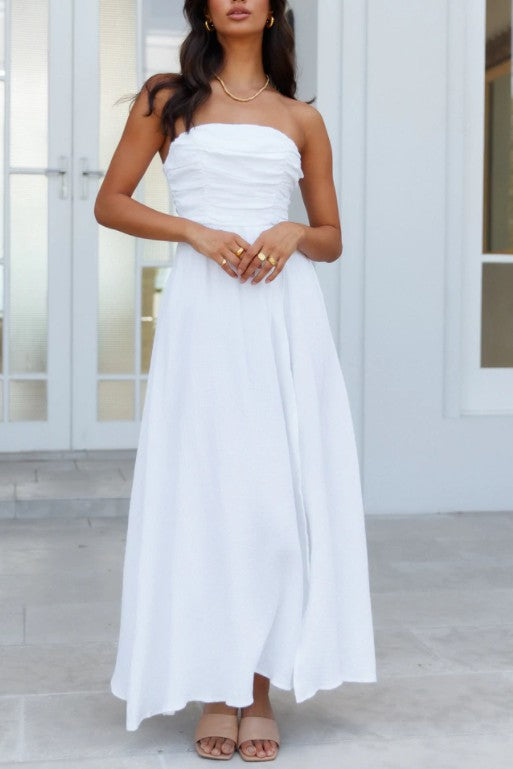 Ruched Off-Shoulder Maxi Dress  (Online Only/Ships from USA)