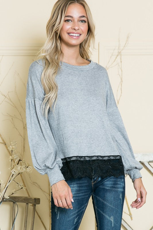 Lace Bottom Light Sweater Knit (Online Only)