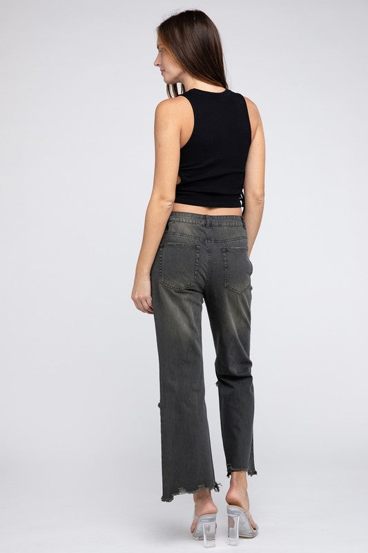 Distressed Vintage Washed Wide Leg Pants (Online Only/Ships from USA)