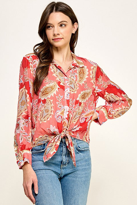 PAISLEY WAIST TIE TOP