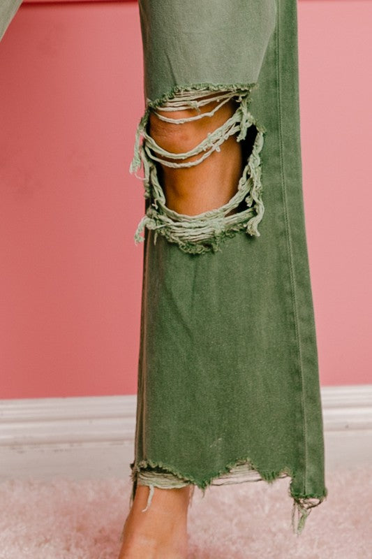 Distressed Vintage Washed Wide Leg Pants (Online Only/Ships from USA)