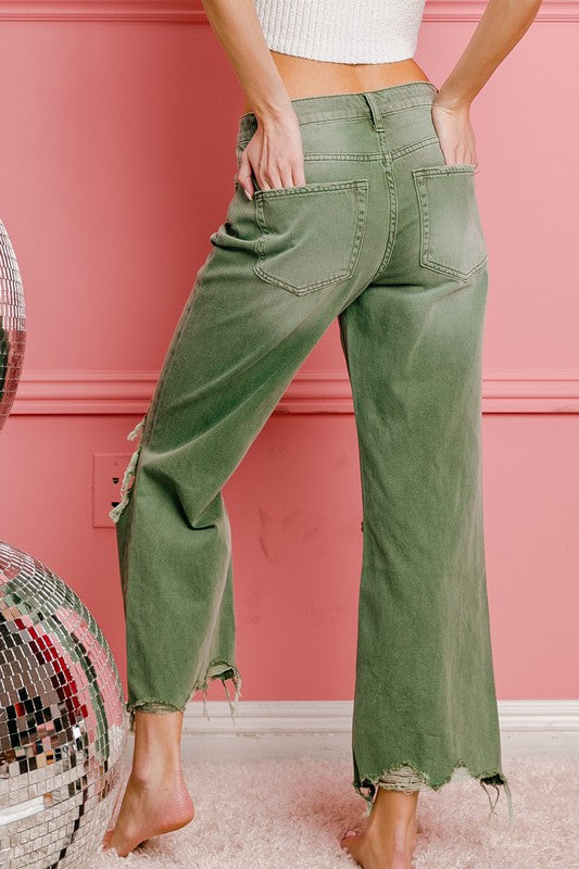 Distressed Vintage Washed Wide Leg Pants (Online Only/Ships from USA)