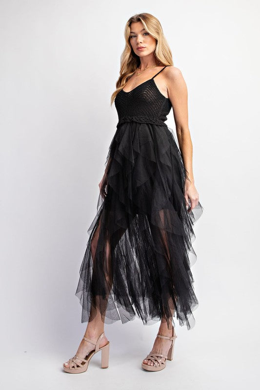 LOVELY TULLE MIDI CROCHET DRESS (Online Only/Ships from USA)