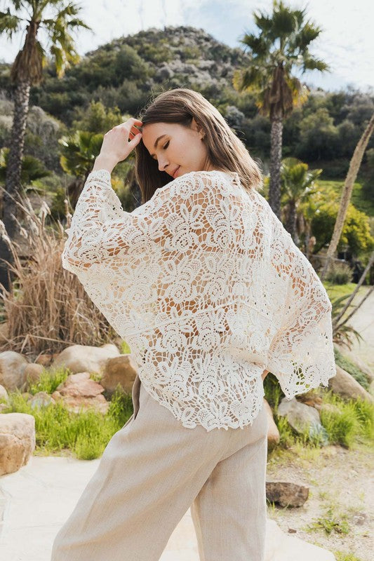 Crochet Floral Petal Kimono Wrap (Online Only/Ships from USA)