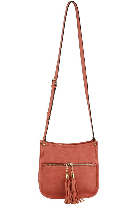 Fashion Tassel Zip Pocket Hobo Crossbody Bag  (Online Only)