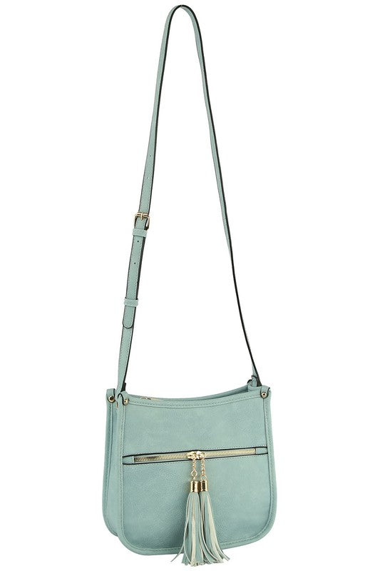 Fashion Tassel Zip Pocket Hobo Crossbody Bag  (Online Only)